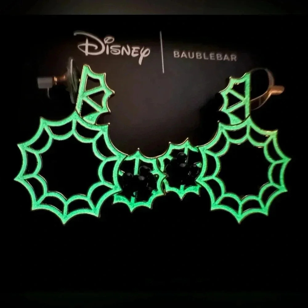 Glow in the dark BaubleBar Disney Mickey Spider Web Earrings
